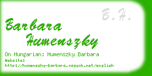 barbara humenszky business card